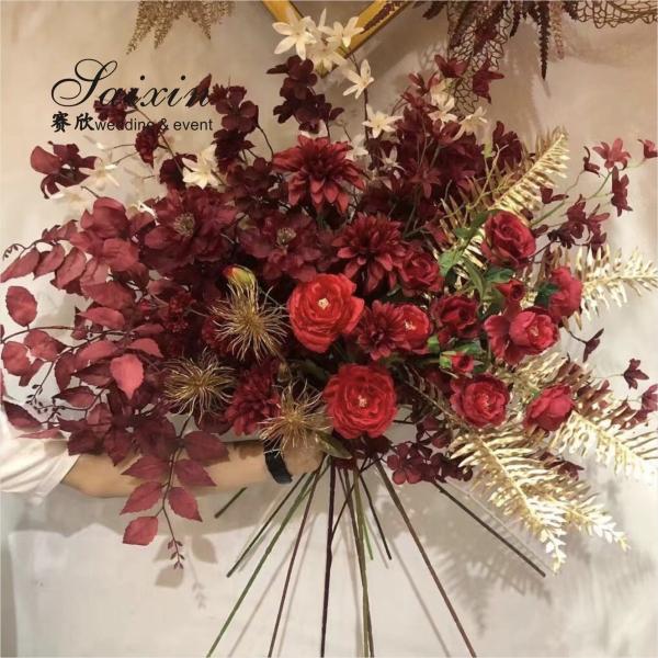 SX-F010 Wholesale high quality red Artificial flowers bouquet for wedding