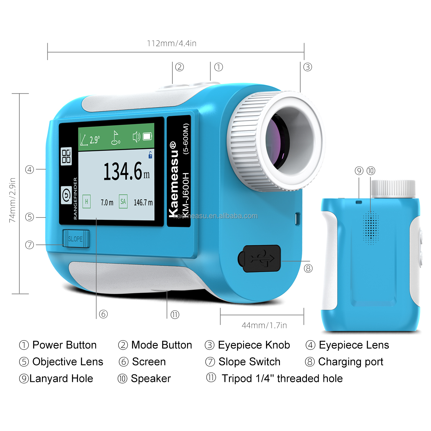 J Upgraded LCD Screen Golf Sport Laser Range Finder 1500m Optical Instruments Hunting Diastimeter Magnification 6.5X Blue
