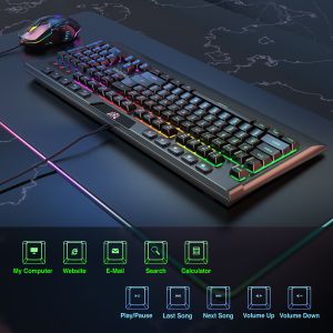 Computer Wired RGB Gaming Keyboard and Mouse Combos LED for Gamer