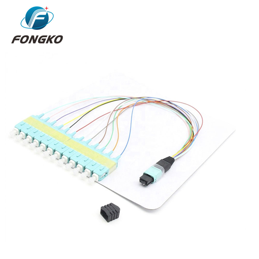 Single Mode 0.9mm lc MPO To SC Mtp Fanout Cable 0.5m 12 Fiber