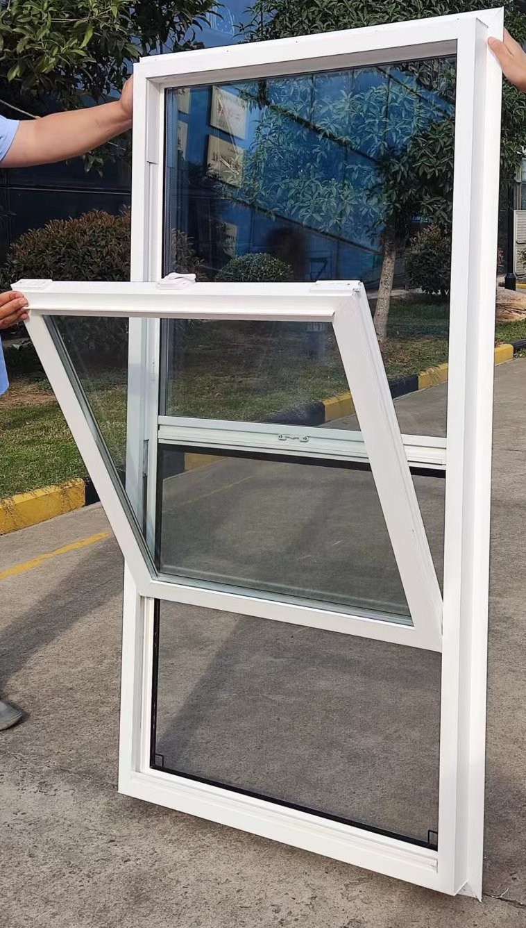 White UPVC Frame Single Hung Vinyl Windows With Grill Low E Argon Glass Windows