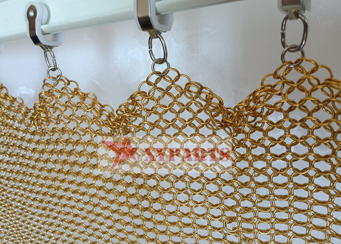 Fire Prevention Stainless Steel Ring Mesh Drapery Used As Decorative Metal Curtain