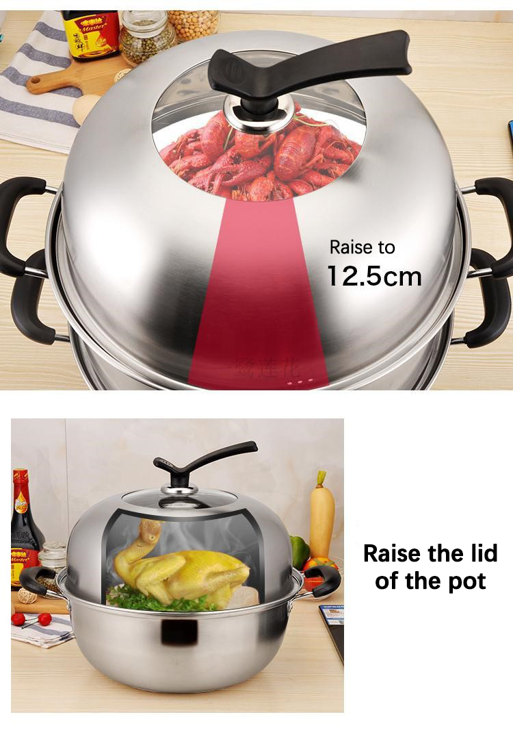Amazon Top Seller Kitchen Cooking Induction Multi-Layer Stainless Steel Steamer Pot With Bakelite Handle