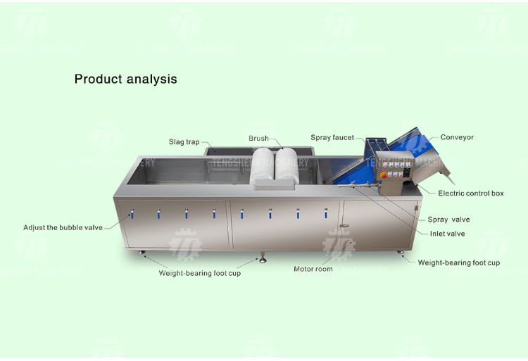 250KG The manufacturer provides a reversible air dryer for fruit ozone disinfection and fruit washing machine