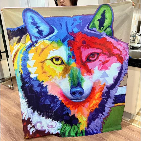 Home Wolf Blanket Soft Cozy Air Conditioning Machine Wash Blanket Gray Throw 50