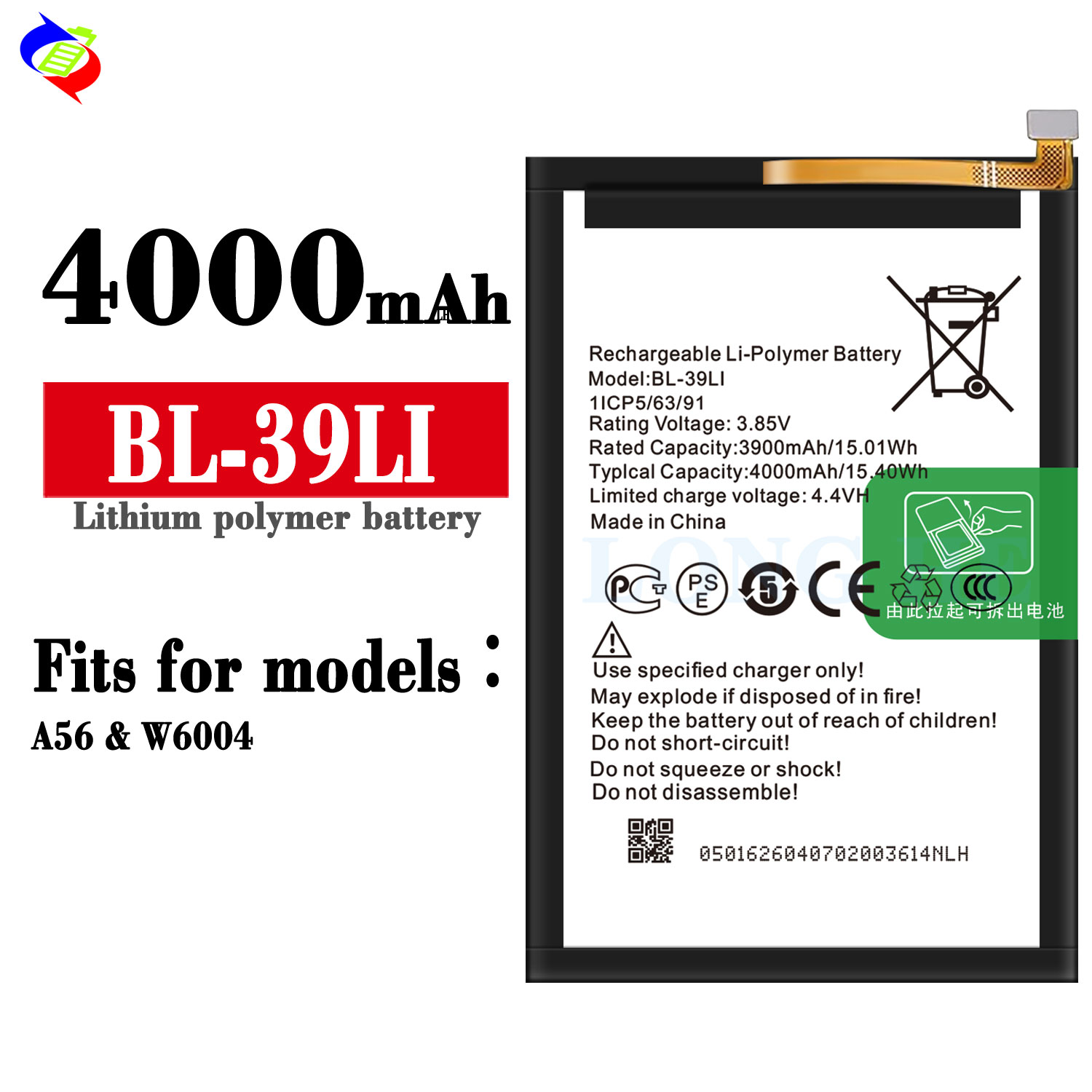 RECHARGABLE Battery 4000mAh BL-39LI For Itel A56 A56 Pro Tecno Mobile Phone Batteries
