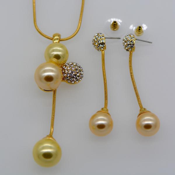 luxury Simple Trendy Jewelry Set Rhinestone Necklace pendant Earrings 18K Real