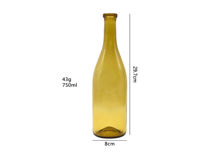 Dark Yellow Lead Free Glass Empty Glass Wine Bottles 750ml Custom Wine Bottle