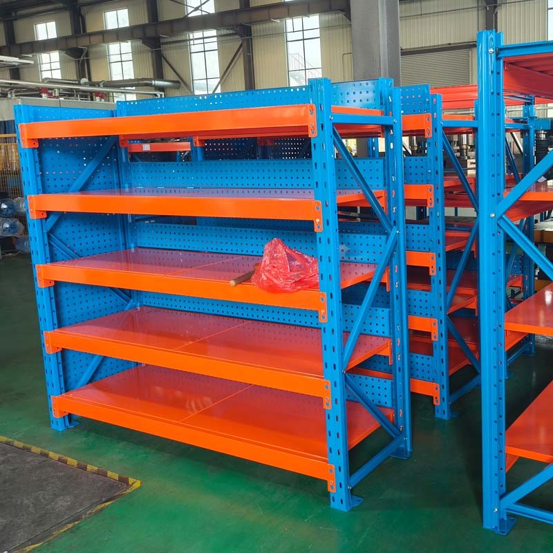 Rivet Customizable 5 shelf metal storage rack In Black / Orange / Blue