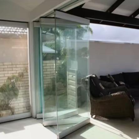 Frameless Glass Folding Door Interior Shop Black Folding Patio Doors Aluminium