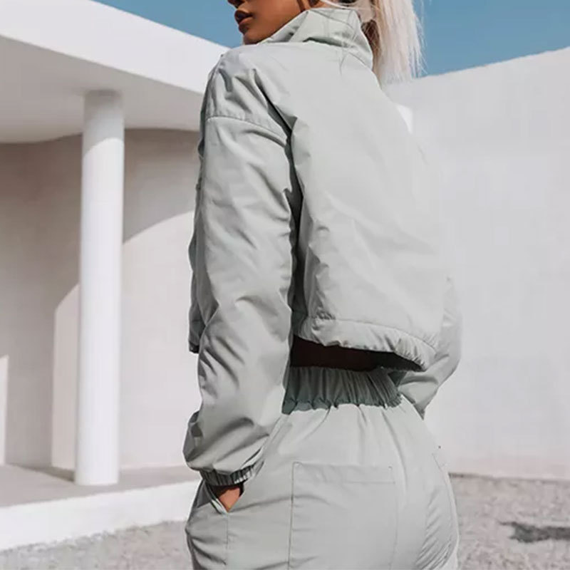Women's Half Zip Pullover Tracksuit with Customized Labels and Windbreaker Jacket
