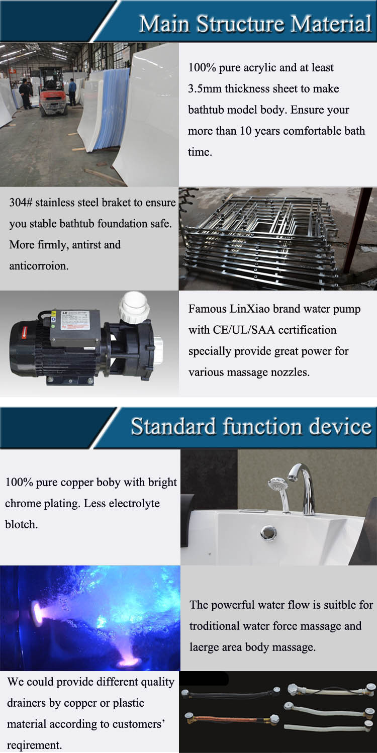 Outdoor Luxury Freestanding Hot Tub With Air Jets Acrylic White Portable
