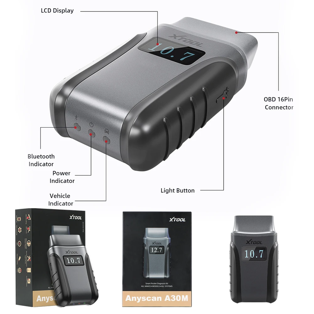 XTOOL Anyscan A30M Bluetooth OBD2 Scanner Car Diagnostic Tools 21+ Reset Service Code Reader CANFD Protocol Lifetime Free Update