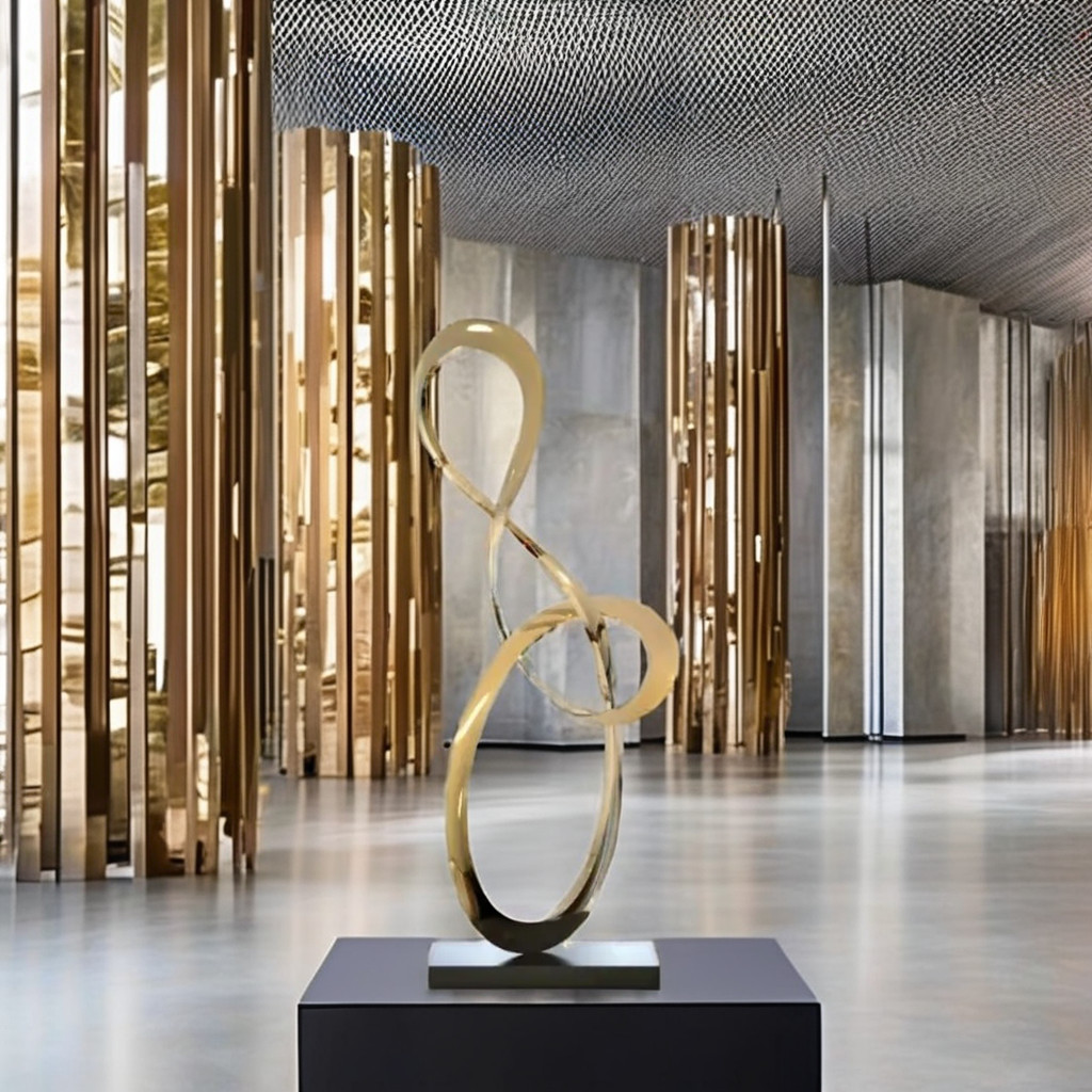 Contemporary Mirror Polished Stainless Steel Abstract Sculpture Modern Metal Crafts Art