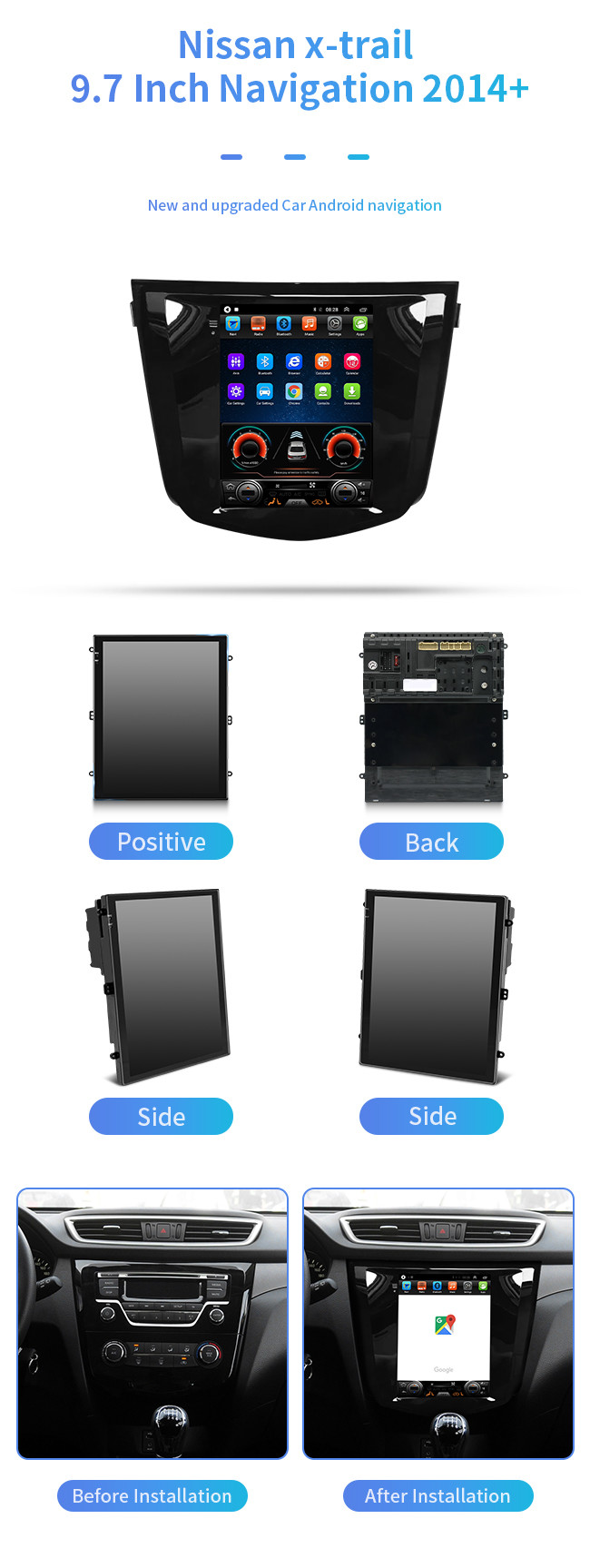 9.7inch Auto Navigation System For Nissan X Trail 2014+ SMA interface
