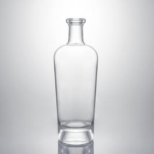  Whisky Gin Rum Super Flint Glass Bottle with Custom Glass Collar and Cork Stopper Manufactures
