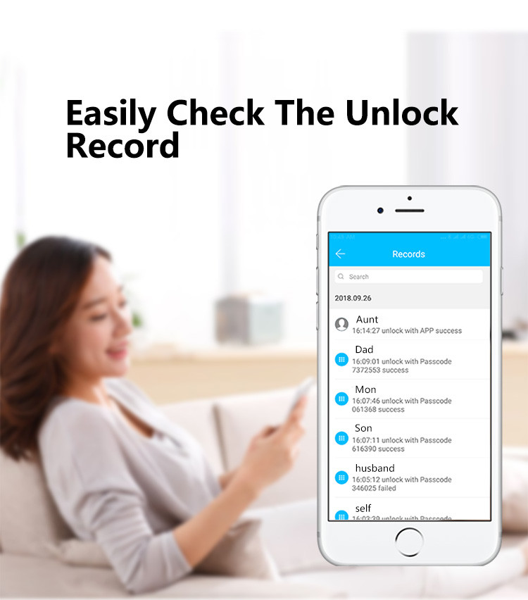 Wifi Control Automatic Deadbolt Smart Password Door Lock Low Power Consumotion