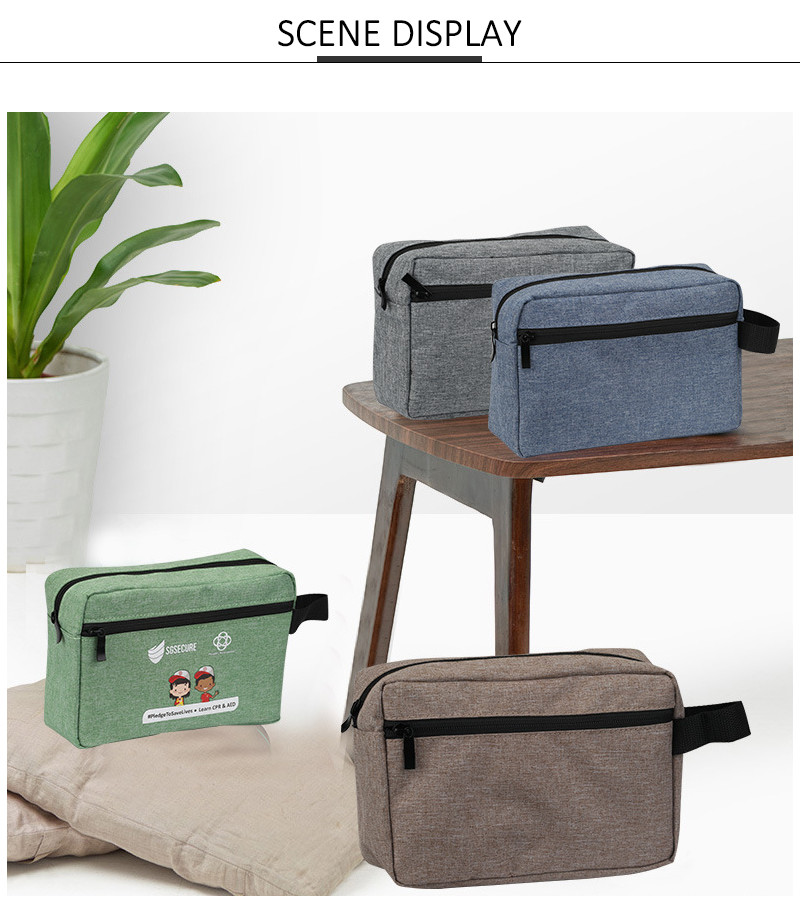 Men's Travel Pure Color Makeup Cosmetic Bag With Zipper