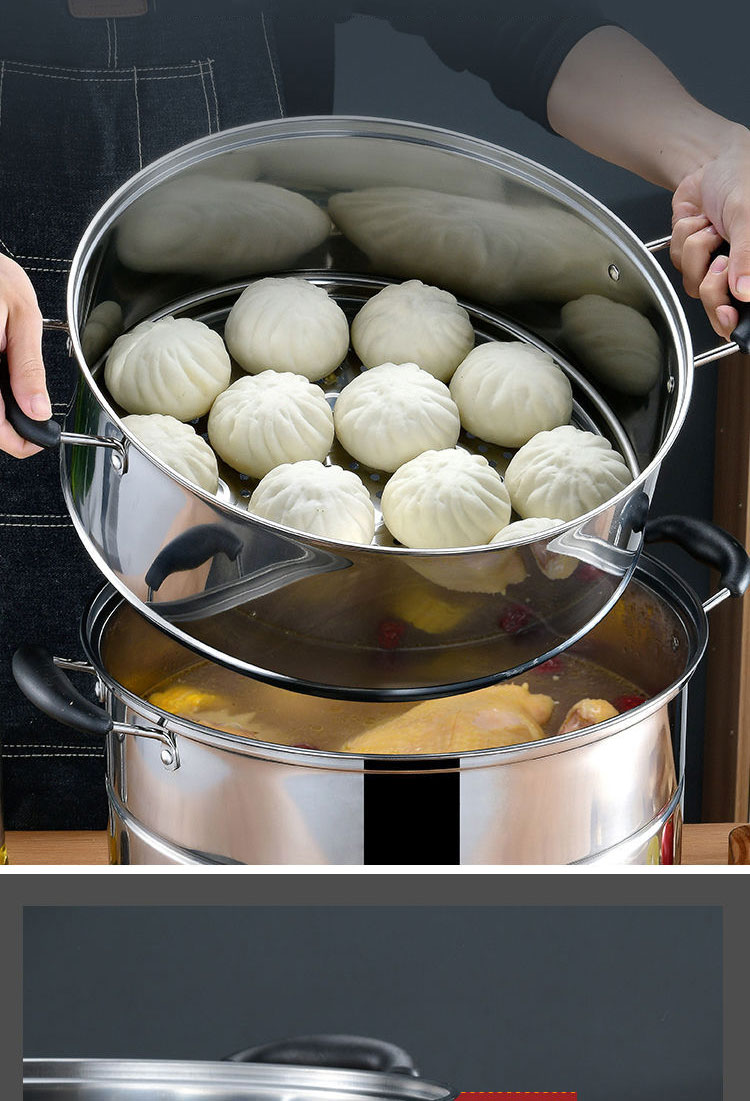 Steamer Pot Oem Hot Selling Large Stainless Steel 2/3 Layer Restaurants Kitchenware Soup Pot Food Steamer Pot With Steamer