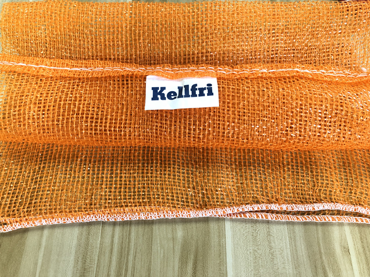 Yellow PP Woven Bag Firewood Packaging Mesh Bag with Drawstring and High Capacity