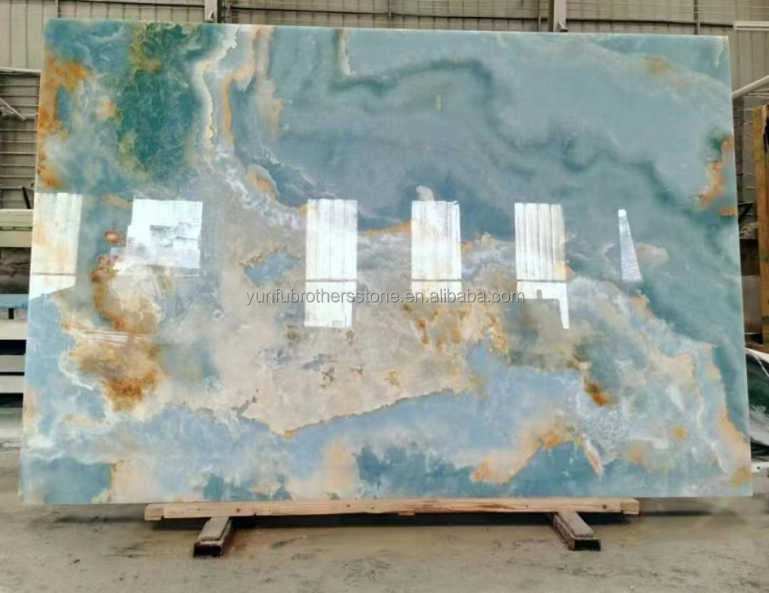 Natural Translucent Onyx Slab Modern Blue Onyx Marble Stone for Bathroom Wall and Floor