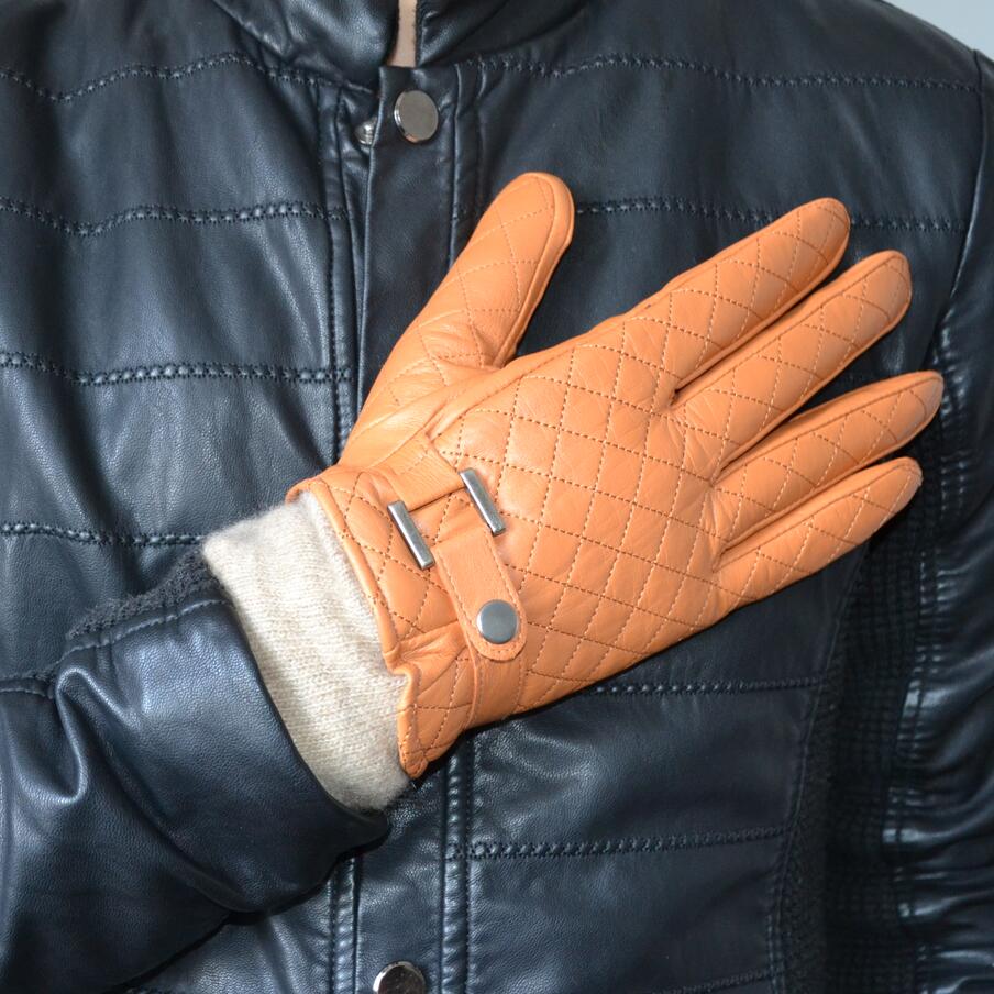 Dobby Style Mens Black Leather Gloves , Mens Leather Dress Gloves With Belt