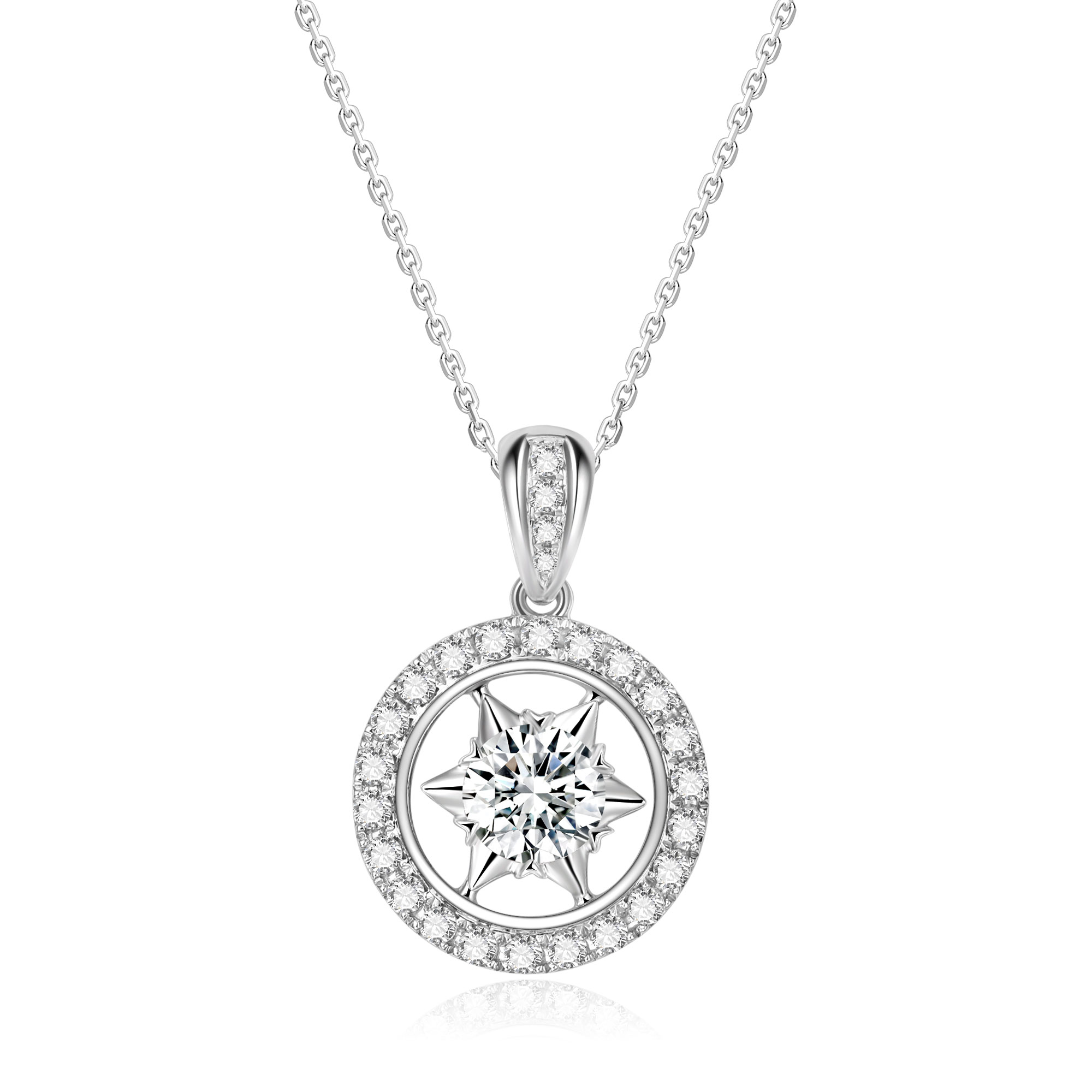 18k Gold Lab-Grown Diamond Pendant White Diamond Jewelry Pretty And Cute Diamond Pendant