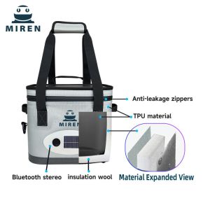 Popular Customisable Beeping 14L Soft Cooler Bag With Bluetooth Audio.