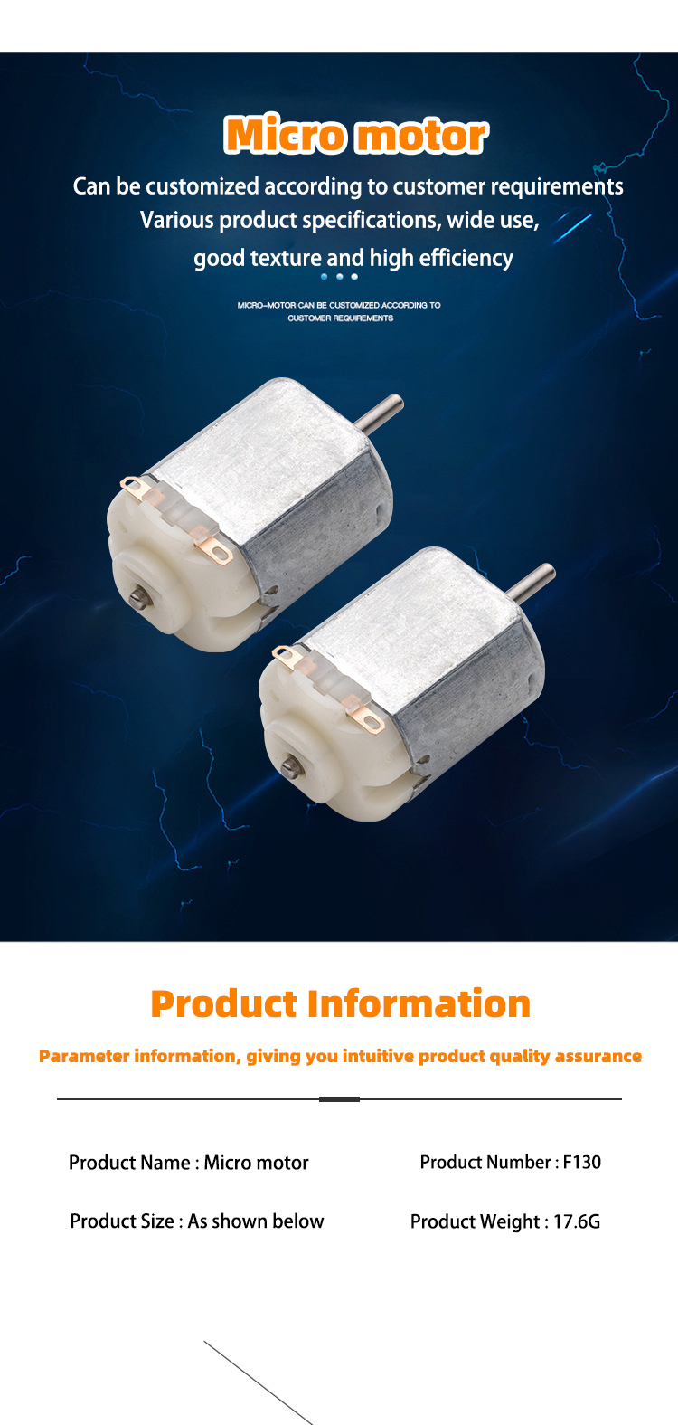 Faradyi Customized Electronic 130 Micro Dc Drive Motor 3v-6v Miniature Small Diy Toy Dc Motor