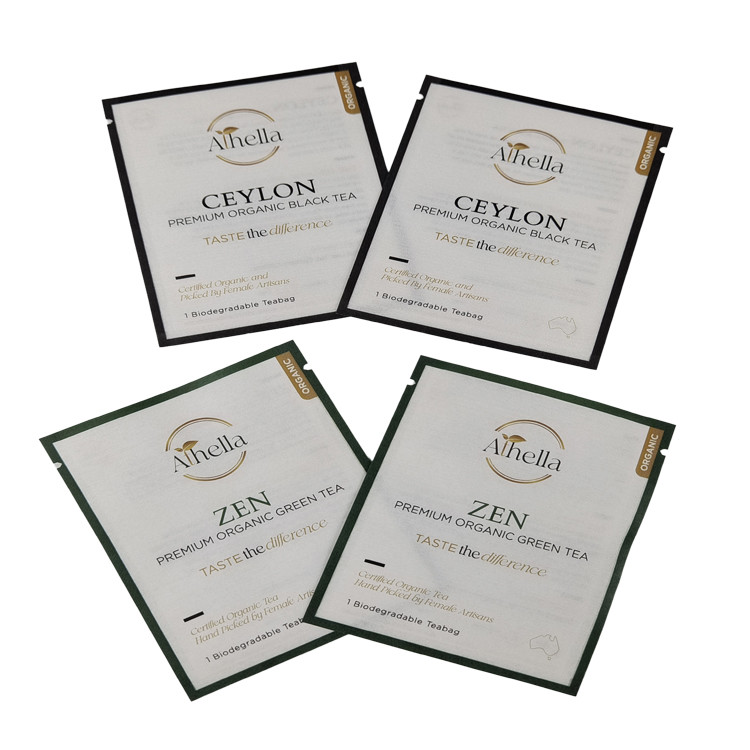 Custom Printed Biodegradable Small Sachet for Tea Coffee Powder Compostable Resealable Mylar Bags