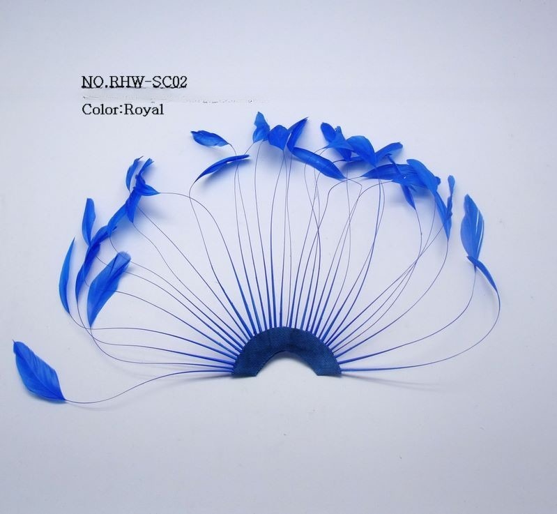 Millinery Supplies Striped Coque Feather Hand Fan 15x15cm Length