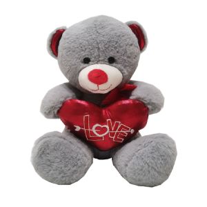 China 10.24in 26cm Valentines Day Plush Toys White Teddy Bear Holding A Heart Hypoallergenic on sale