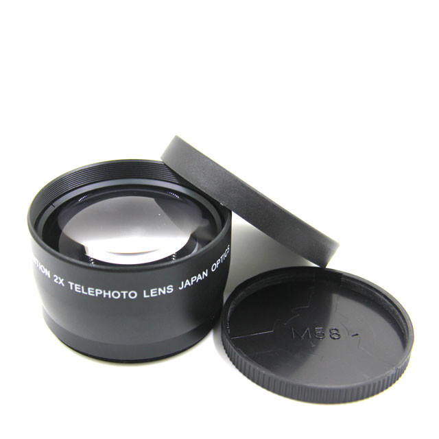 58mm 2x Professional Telephoto Lens Wide Angle Universal Clip On Kit External