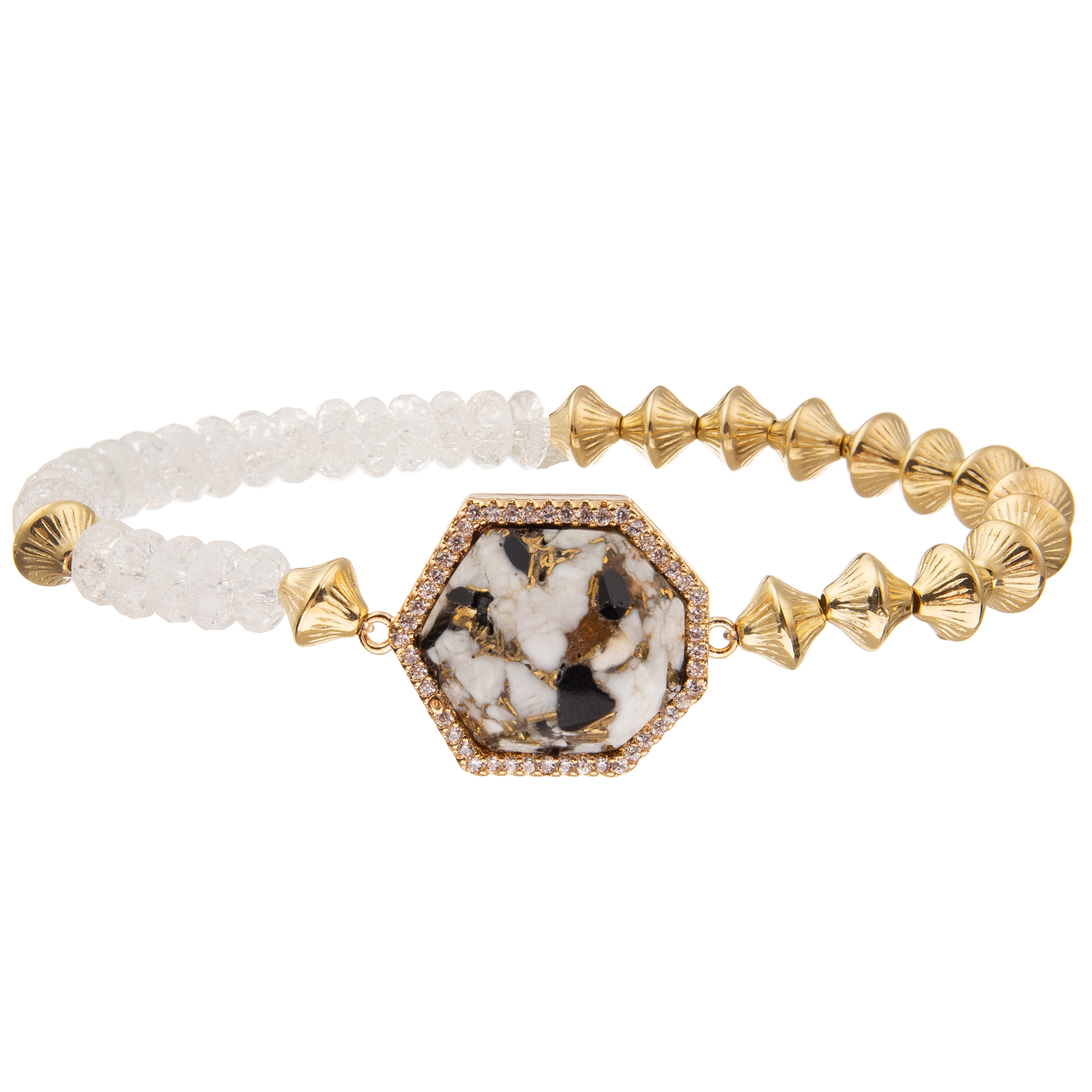 Bohemia Style Handmade Beads Bracelets with Regular Heptagon Imperial Stone
