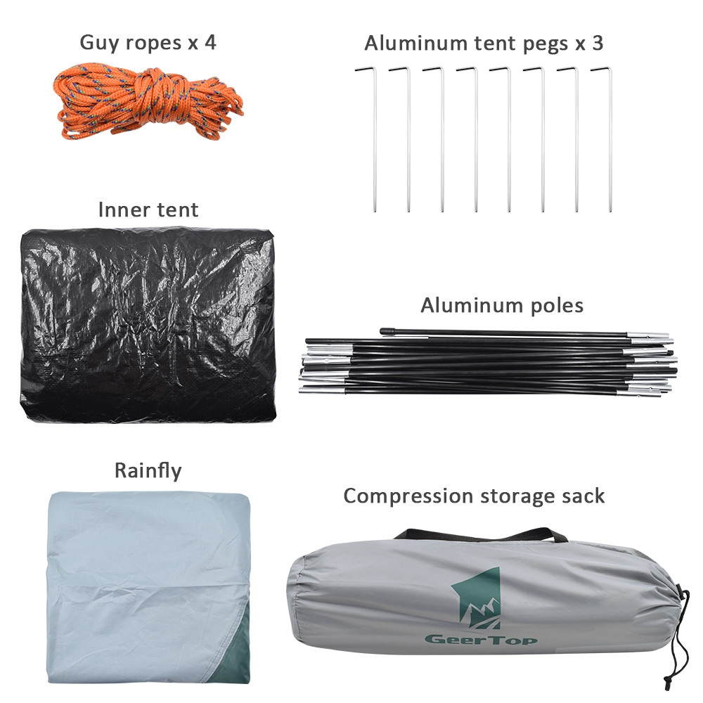 Compact Freestanding PU1000mm 2 Person Touring Dome Tent