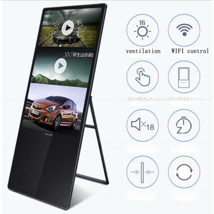 65" inch floor stand LCD totem Kiosk advertising signage monitor UHD 4K resolution supportHD-MI DP VGA input