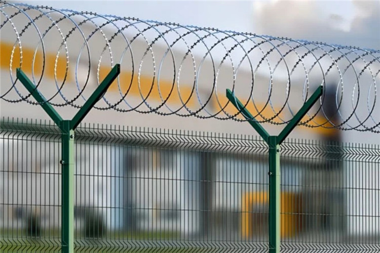 Nuclear Power Station Wire Mesh Fence With Razor Barbed Wire Anti Climb Security Wire Mesh Fence