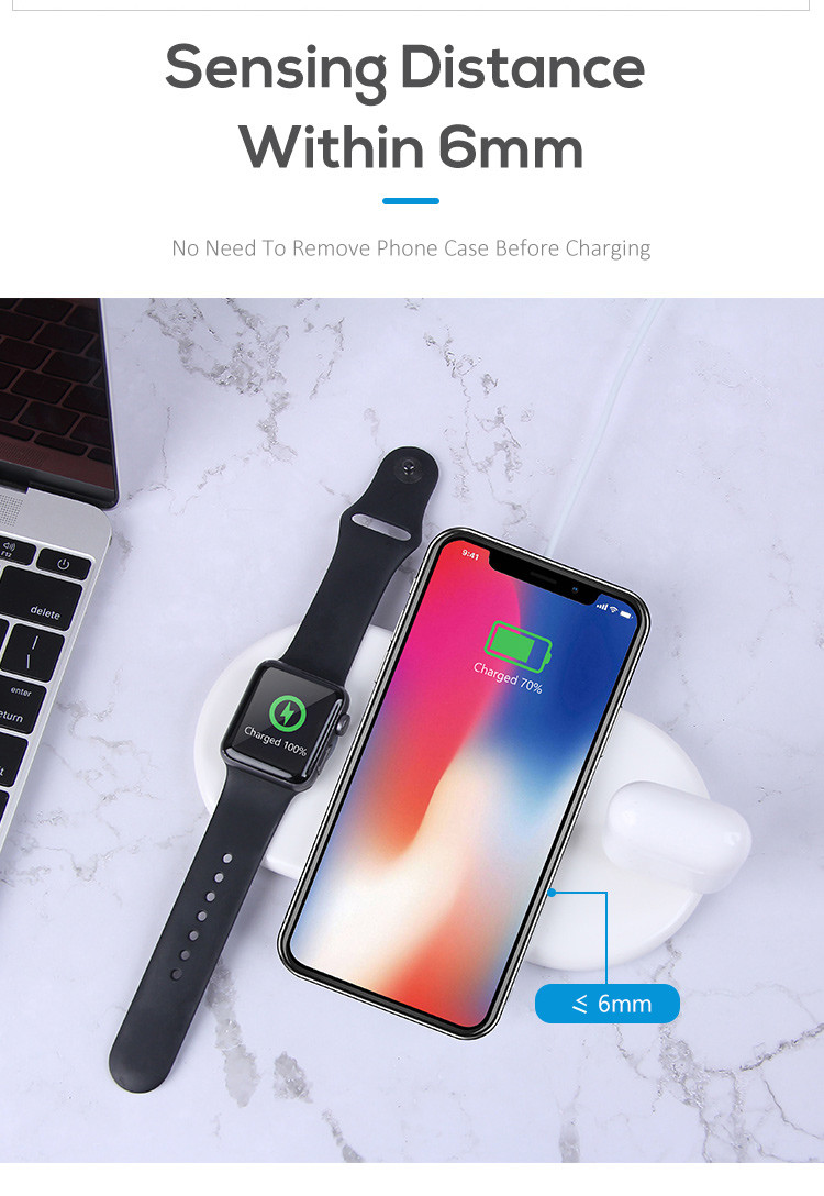 8pin 9V 1.67A 5W 10W Wireless 3 In 1 Charger
