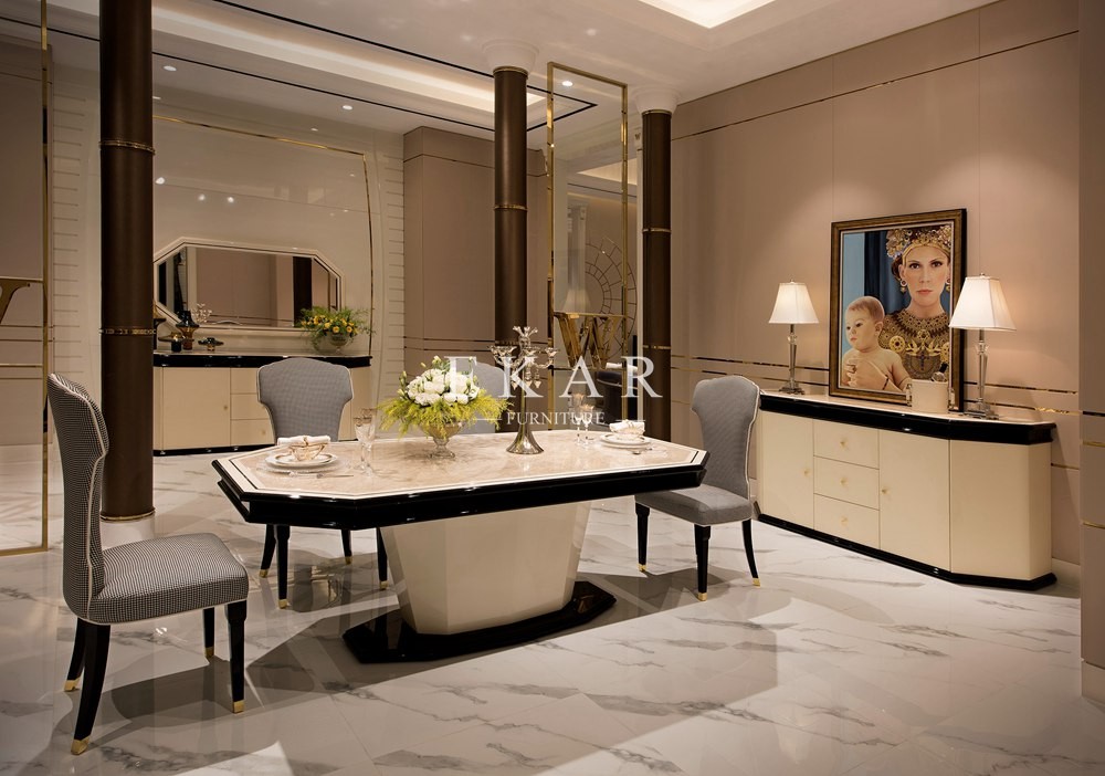 Home Furniture Modern 6 Chair Marble Dining Table Set W005D1C