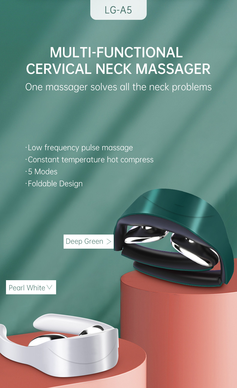 Mini Wireless Neck Massager TENS Pulse 500mAh Hot Compress Blood Circulation