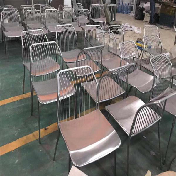 steel Metal furniture and stainless steel chair and tables mirror or brushed