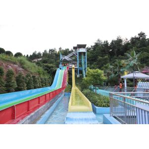 Multi Lanes Rainbow FRP Custom Water Slides In An Amusement Park Water Slide