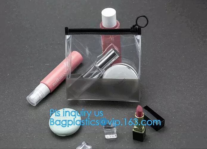 fashion thick clear retail custom printed pvc slider zipper bag, mini plastic zipper cosmetic slider zip bags with print