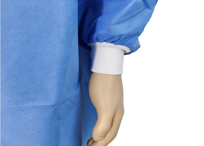 Blue Disposable Surgical Gown SMS Non Woven Isolation Gown Sterile With 20- 45g