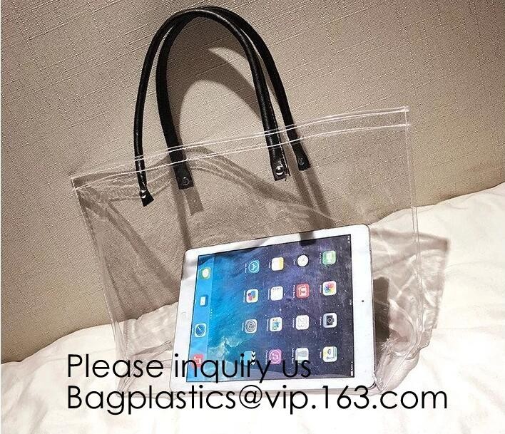 Stadium Approved Environmentally New Clear Tote PVC Shoulder Transparent Shopping Bag,Recycled Clear Pvc Shopping Tote B