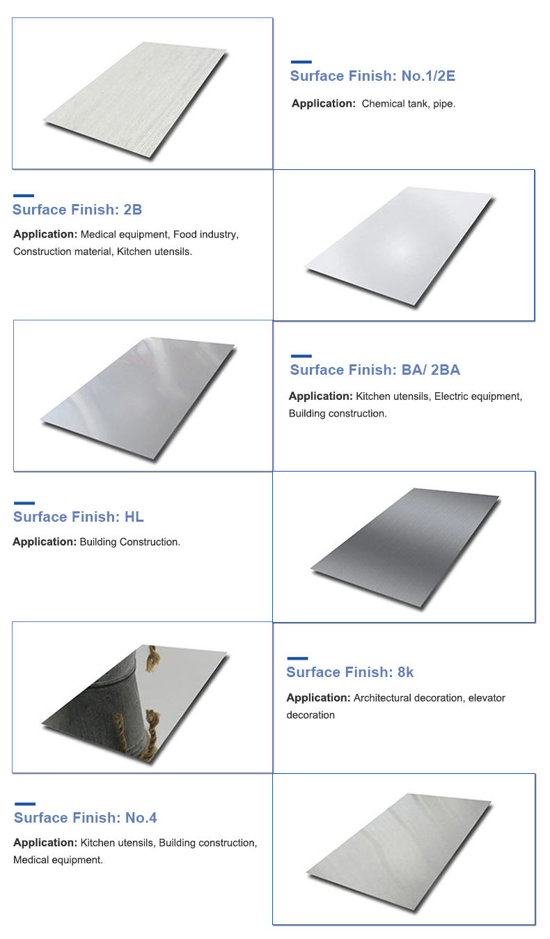 Mirror Cold Rolled Stainless Steel Sheet 304 2B 304L 316 409 410 904L 2205 2507