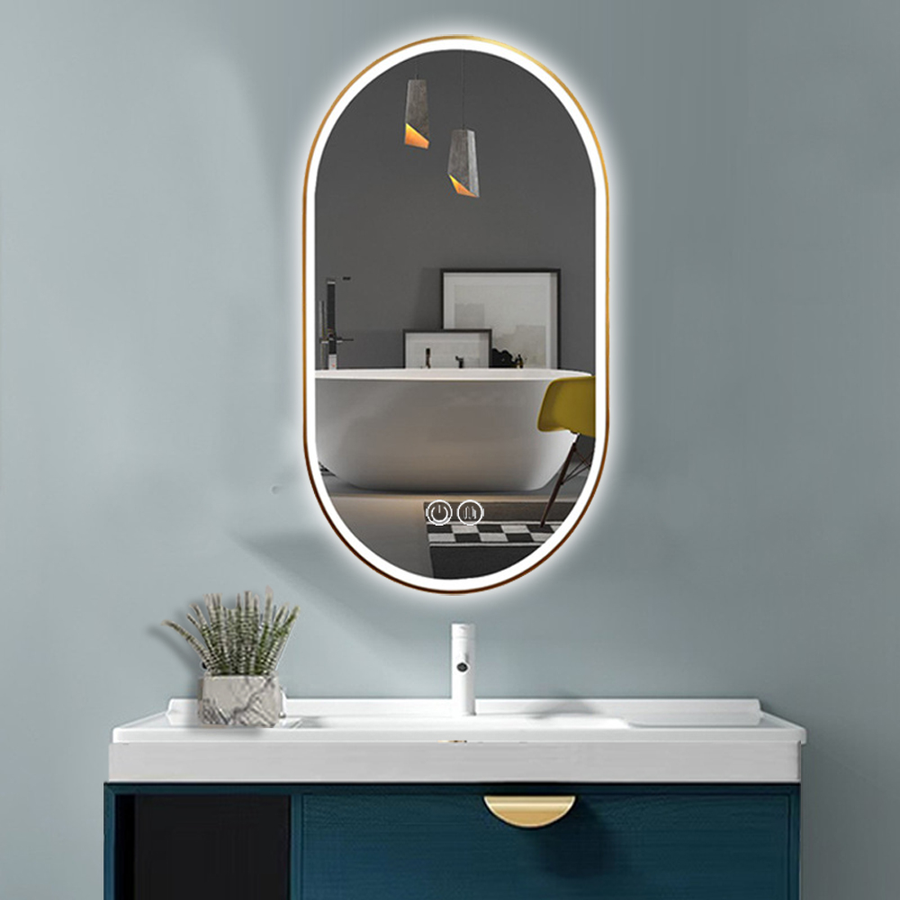 Small Salon Hanging Wall With Led Mirror Backlit Bathroom Smart Fitness Bevelled Touch