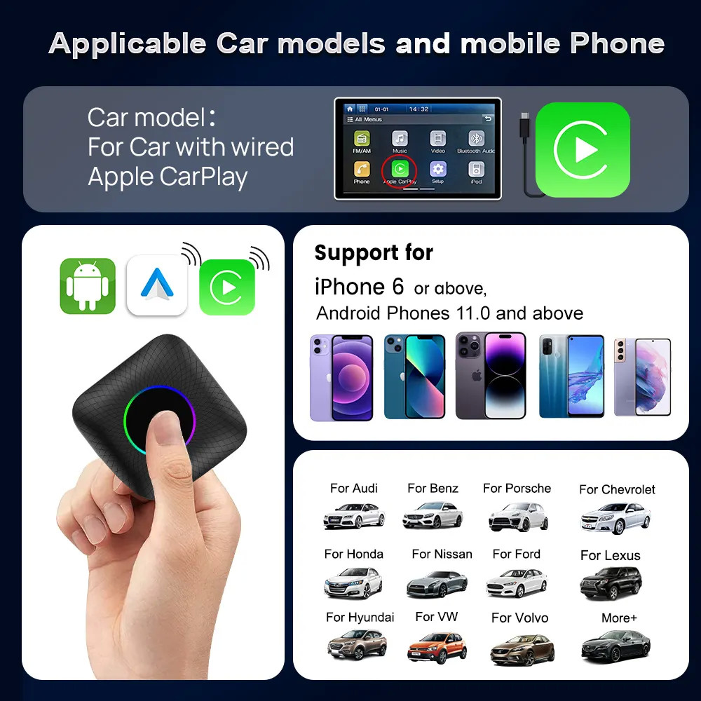 Multi Media Cpc200 Tbox Ambient 128Gb SDM660 Wireless Car Play Adapter Box Youtube Carplay netflix Carlinkit Ai Smart magicbox