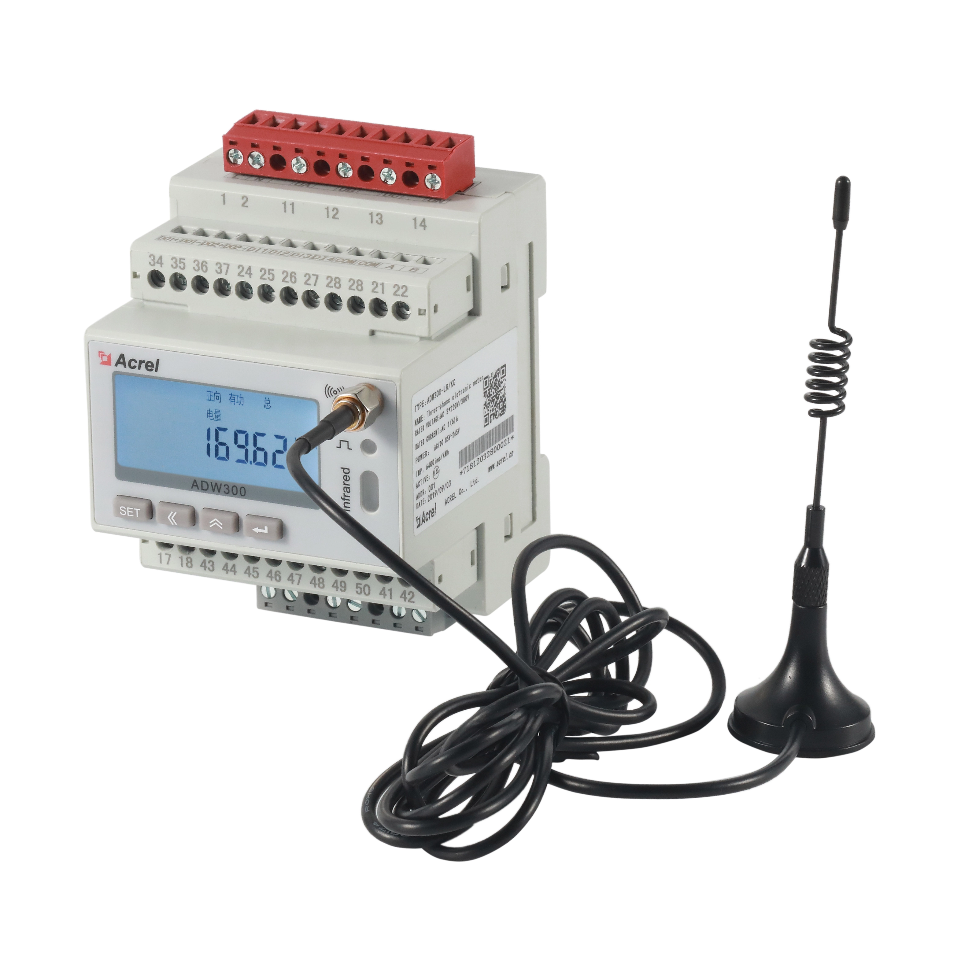 ADW300 Din Rail RS485 And 470MHZ Wireless Power Meter CE Certification