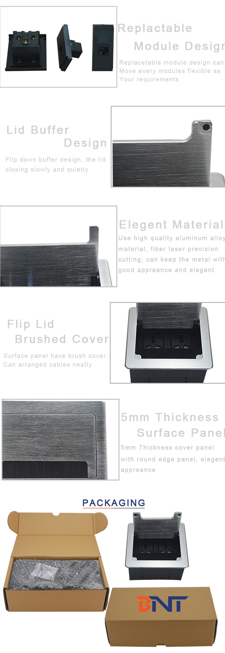 Double EU power computer table connected hidden desktop socket box